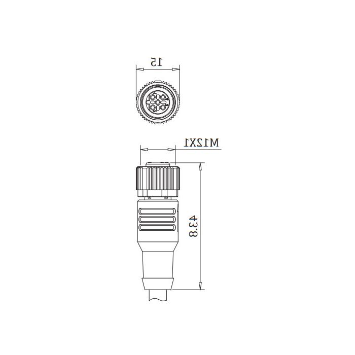 M12 5Pin - b编码-直型母缆，单端预制PVC非软电缆，紫色护套，0C4003-XXX